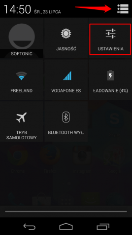 Android centrum powiadomień