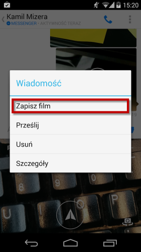 Nagrywanie filmów w FB Messenger