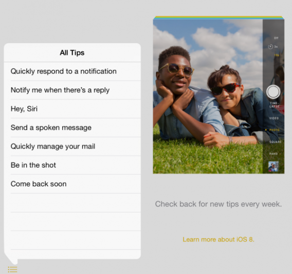Porady w iOS 8