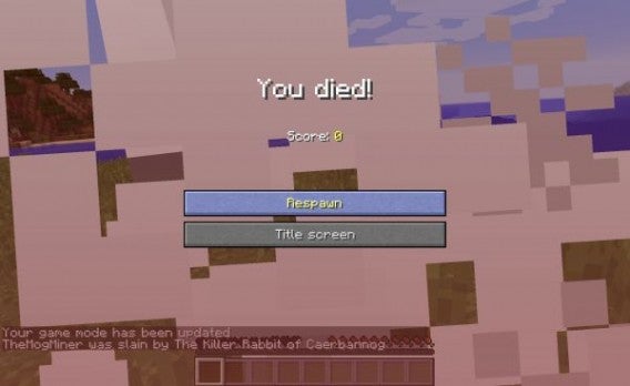 Śmierć przez królika w Minecraft