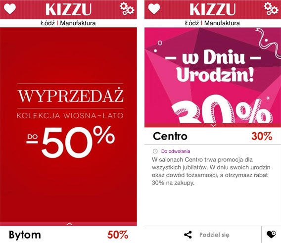 kizzu-aplikacja wyprzedaze promocje online