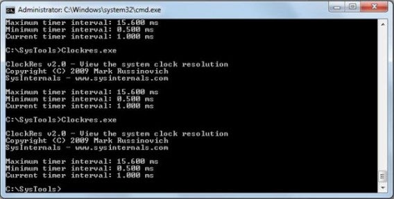 System clock tick rate w Windows