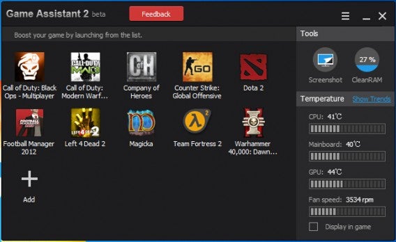 IObit Games Assistant - Main screen IObit Games Assistant - Main screen