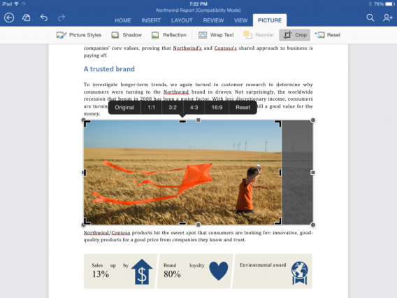 Nowe opcje formatowania zdjęć w Word na iPada