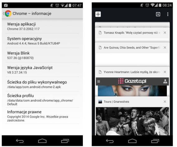 Chrome 37 na Androida