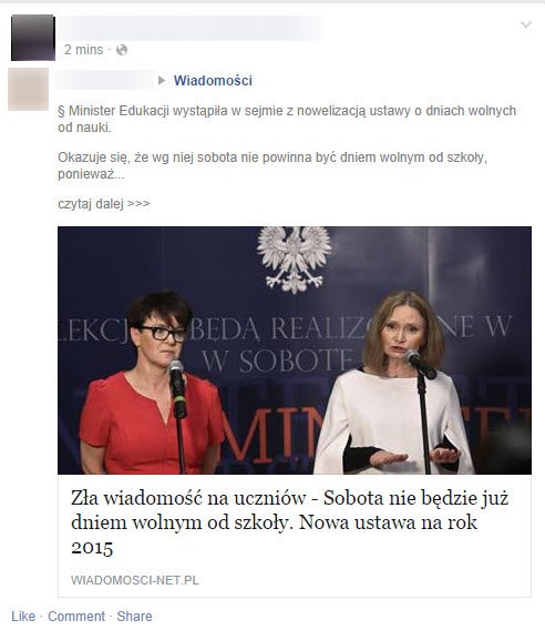 Oszustwo na facebooku - sobota nie będzie dniem wolnym od szkoły
