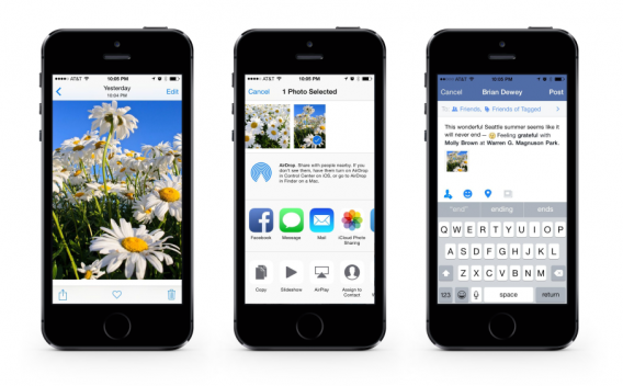 Facebook na iOS 8 Facebook na iOS 8