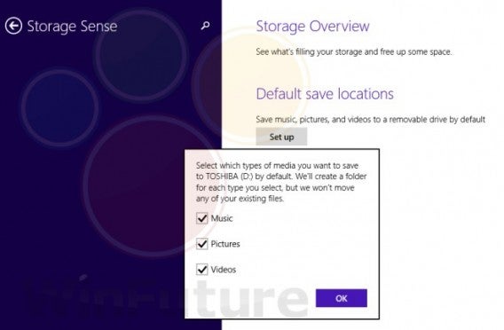 Windows 9 Storage Sense z Windows Phone