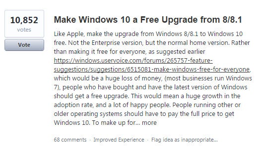 Sugerowanie zmian do Windows 10