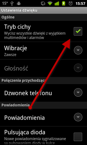 Tryb cichy w Androidzie Tryb cichy w Androidzie