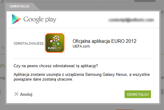 Odinstaluj aplikacje z Google Play