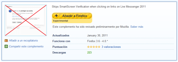 SmartScreen extension para Firefox SmartScreen extension para Firefox