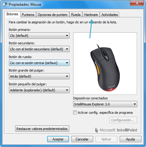 Opciones del ratón