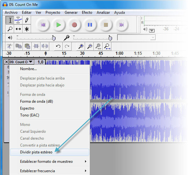 Dividir pista estereo