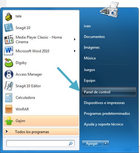 Panel de control