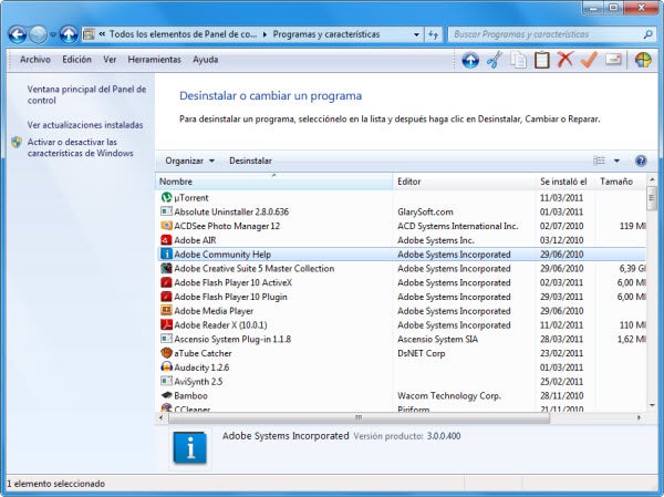 Programas instalados