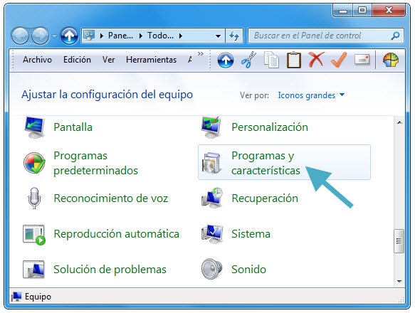 Programas y características