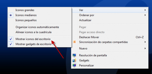 Mostrar iconos del Escritorio