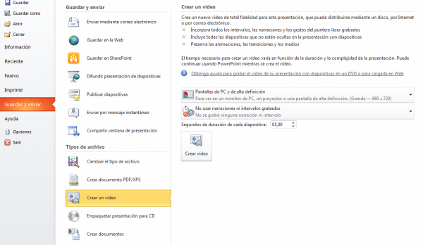 Crear un vídeo en PowerPoint 2010 Crear un vídeo en PowerPoint 2010