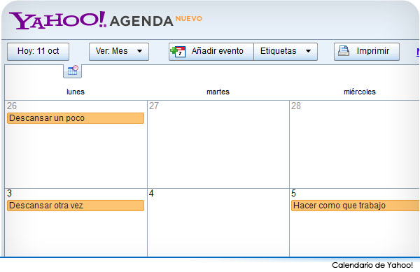 Calendario de Yahoo Calendario de Yahoo