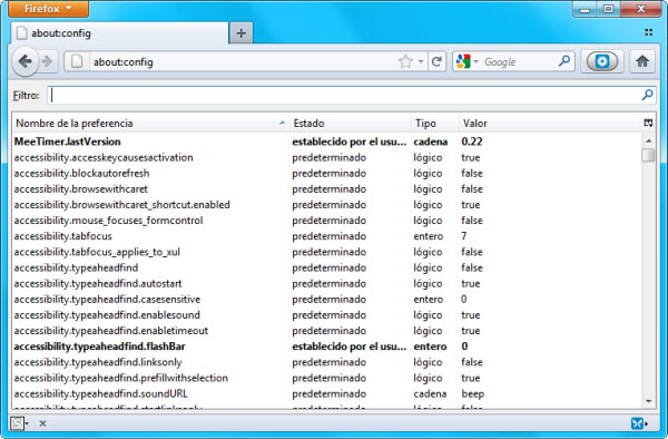 about:config about:config