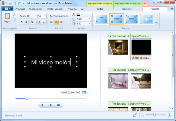 Edición de texto en WLMM
