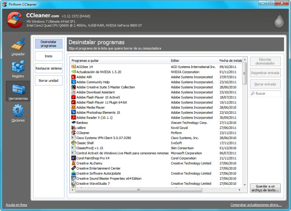 Desinstalar Desinstalar