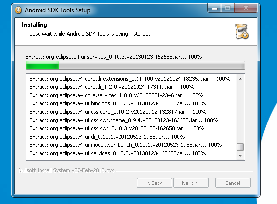 La instalación de Android SDK solo lleva un par de minutos