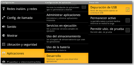 Depuración USB en Android 2.3 Gingerbread