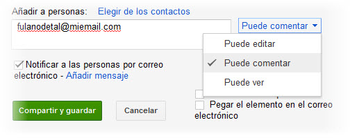 Añadir comentarista en Google Docs