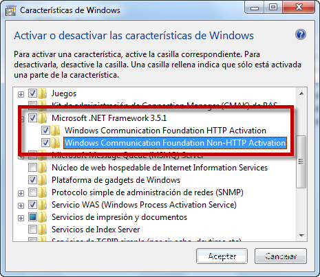 Ventana de activación .NET
