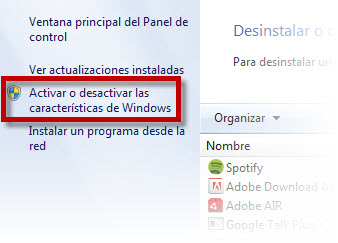 Activar características