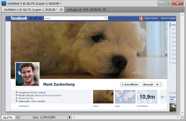 Usa una captura de Facebook como plantilla