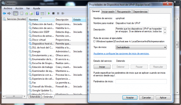 La herramienta Servicios