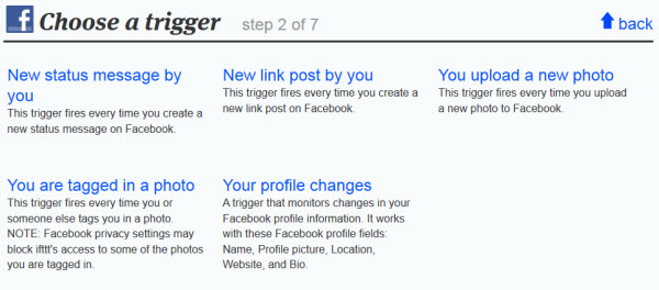 Triggers de Facebook