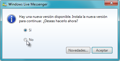 Aviso de nueva version