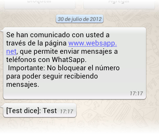 Mensaje por Websapp