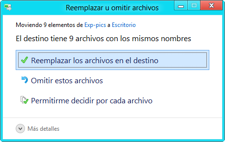 Reemplazar archivos Reemplazar archivos