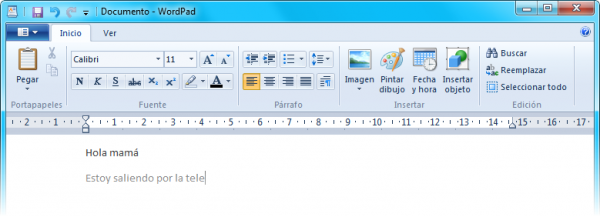 Ribbon en Wordpad