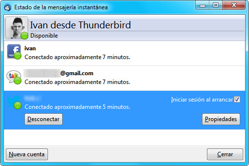 Cuentas de chat conectadas