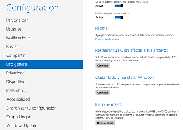 Pantalla de Configuracion Pantalla de Configuracion