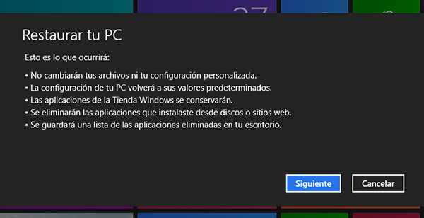 Restaurar el PC Restaurar el PC