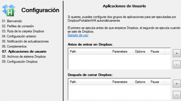 Aplicaciones de Usuario DropboxPortableAHK