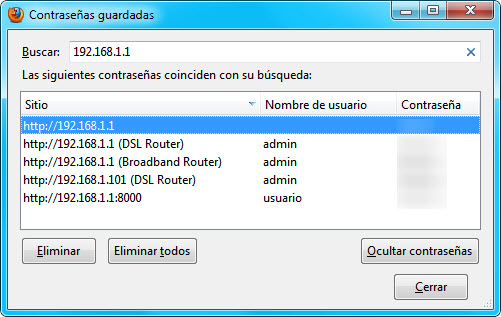 Contraseñas de Firefox