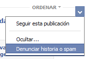 Denunciar historia en Facebook