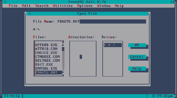 El editor de textos de FreeDOS