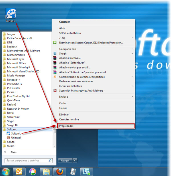 Busca el acceso directo al programa