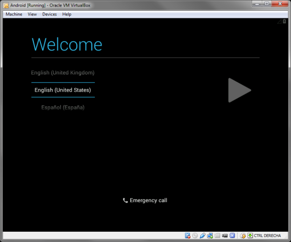 Welcome screen - Android x86