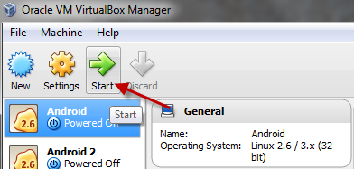 Start VirtualBox machine