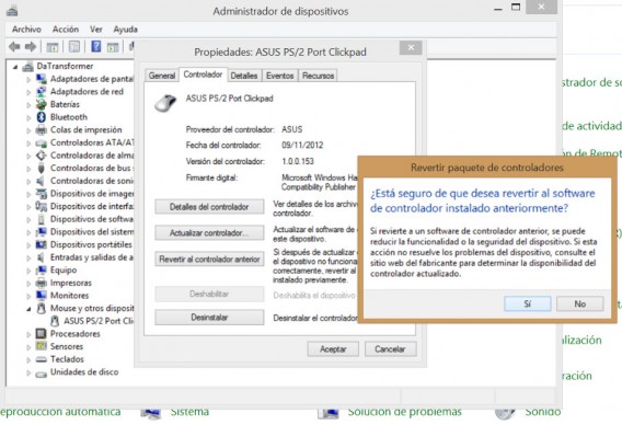 En Windows es posible volver a usar el driver anterior si el nuevo driver da problemas.